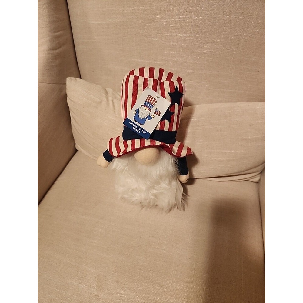 Gnome of The Brave 10" Gnome Plush Weighted Shelf Mantle Décor Patriotic Stars